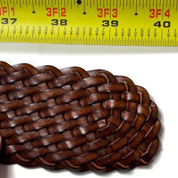 MICHAEL Michael Kors Bonded Leather Woven Belt Size Medium Brown Goldtone Buckle - Picture 6 of 11